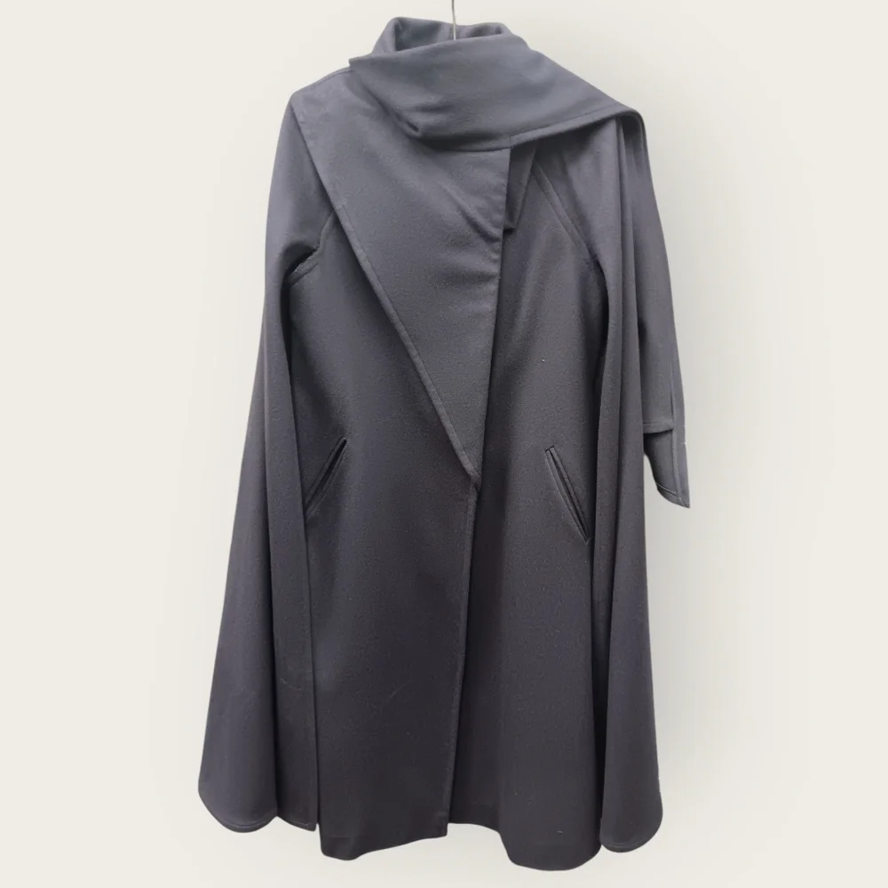 Elegant 1960s Purple Mauve Cape Coat by Gemini - 100% Wool - M - Picture 2 of 10